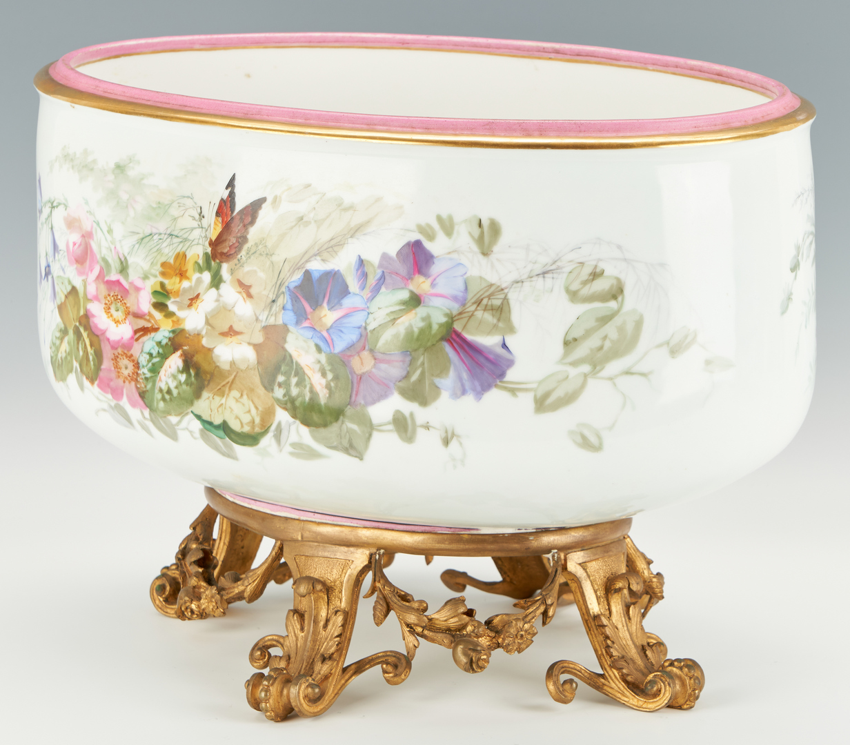 Lot 348: Large French Porcelain Jardiniere with Bronze Mounts, 19th Century