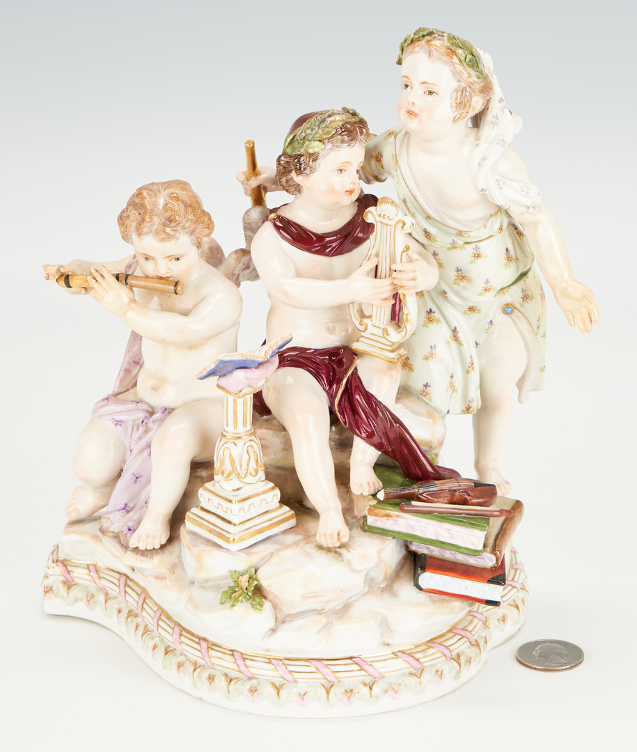 Lot 350: Meissen Porcelain Putti Trio Figural