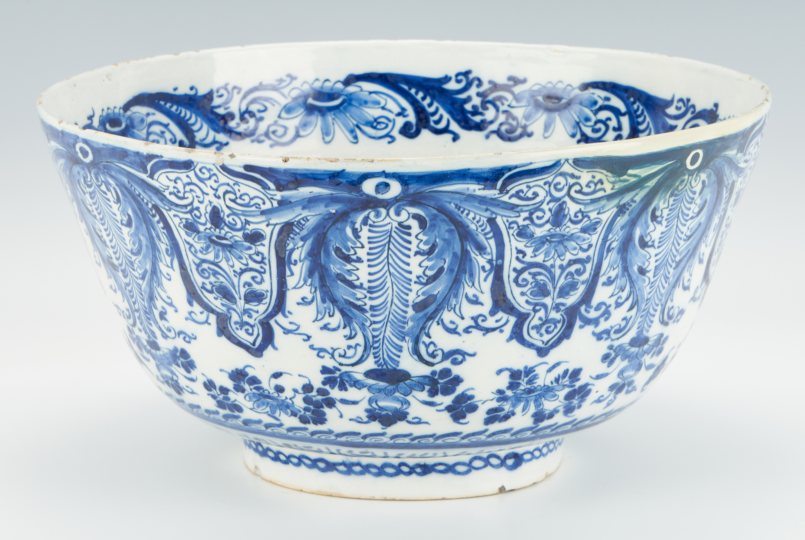 Lot 356: 18th Century Delft Blue & White Punch Bowl