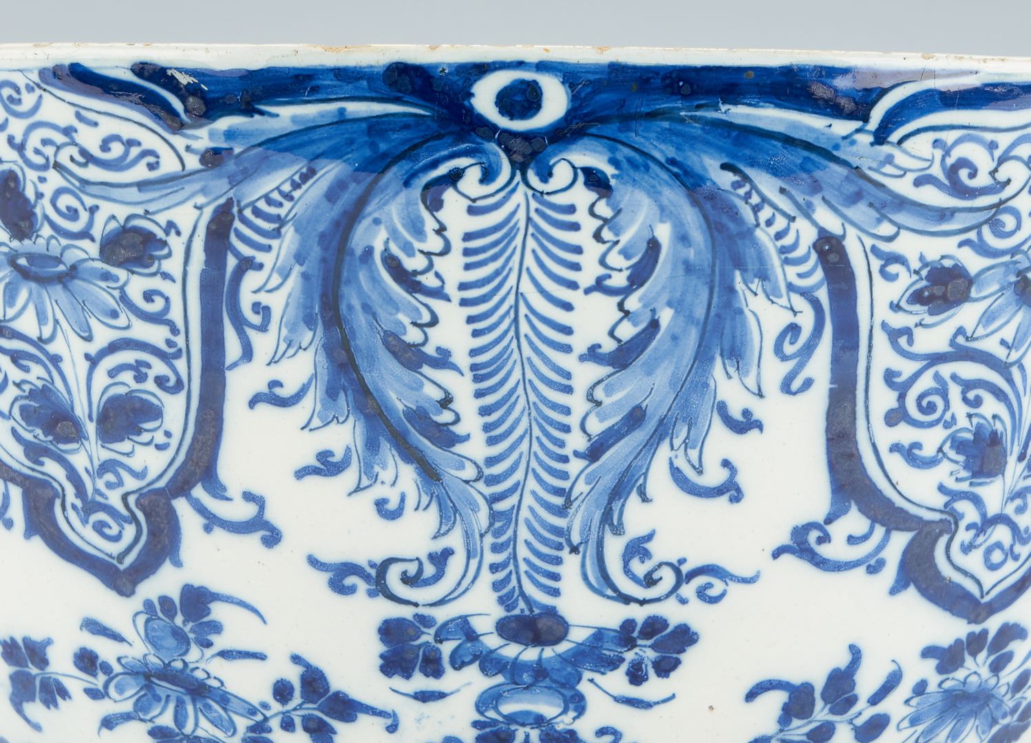 Lot 356: 18th Century Delft Blue & White Punch Bowl