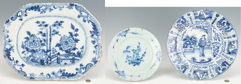 Lot 357: Delft Platter and 2 Plates in the Chinese Style