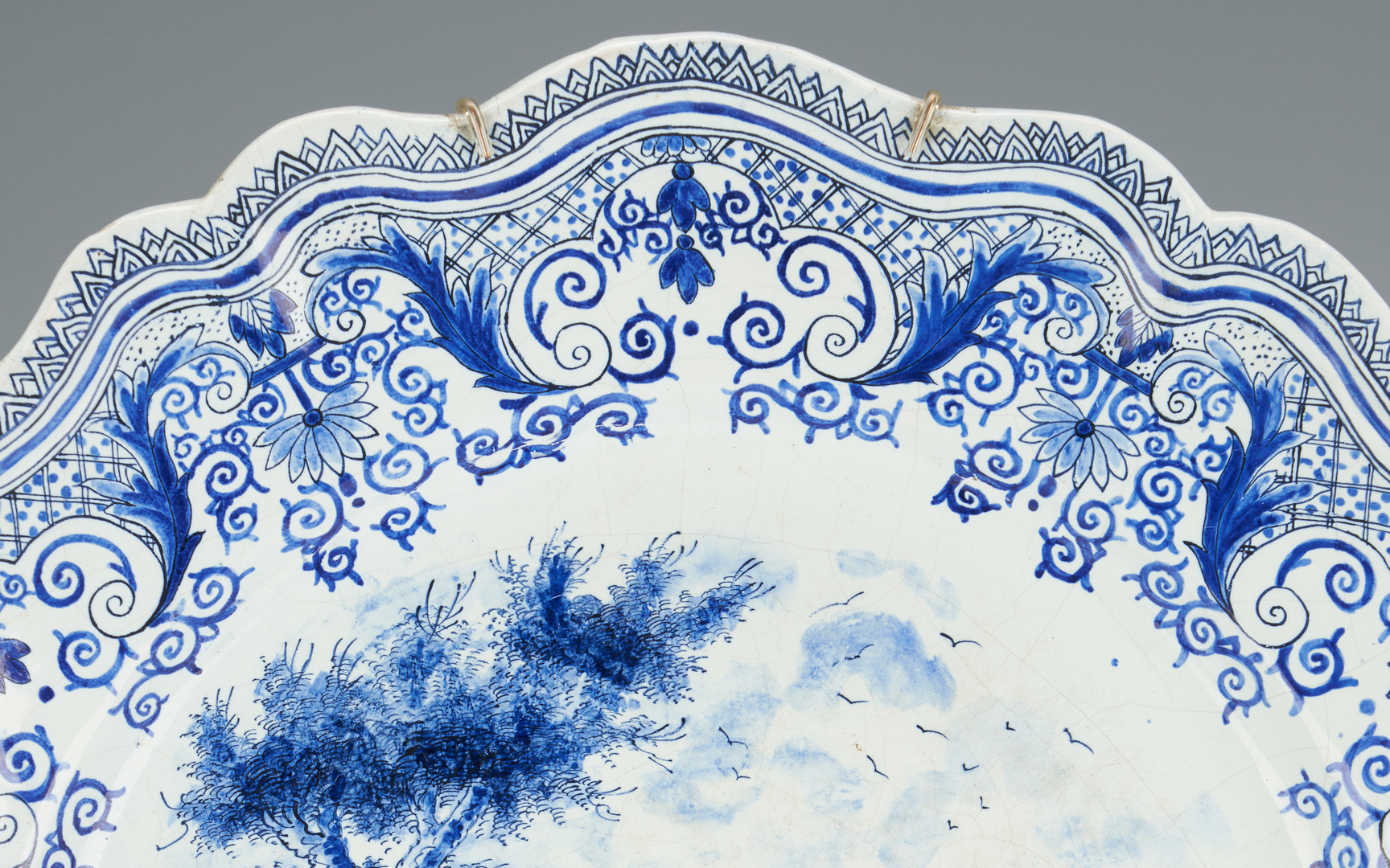 Lot 363: Large 17th C. Delft Charger, Courting Couple