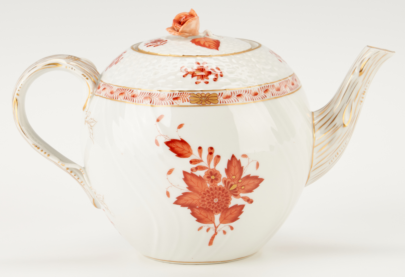 Lot 368: 52 Pcs. Herend Chinese Bouquet Porcelain Tea Set