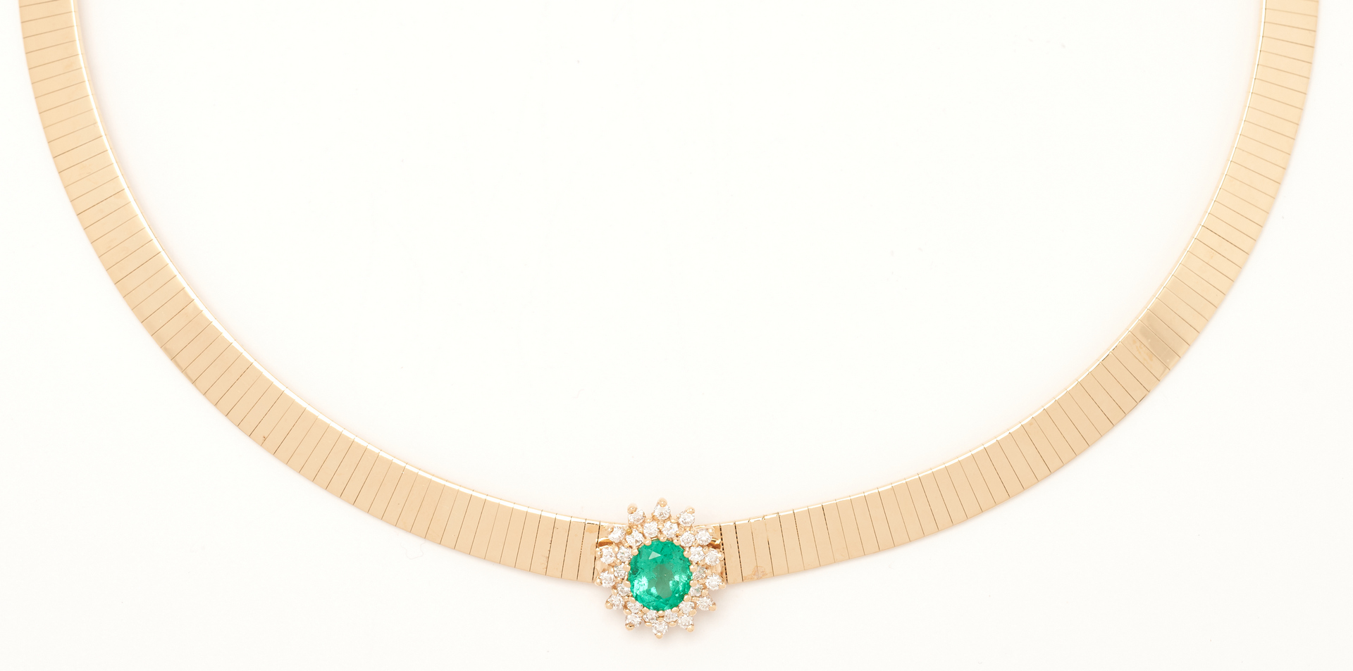 Lot 374: Emerald & Diamond Omega Necklace