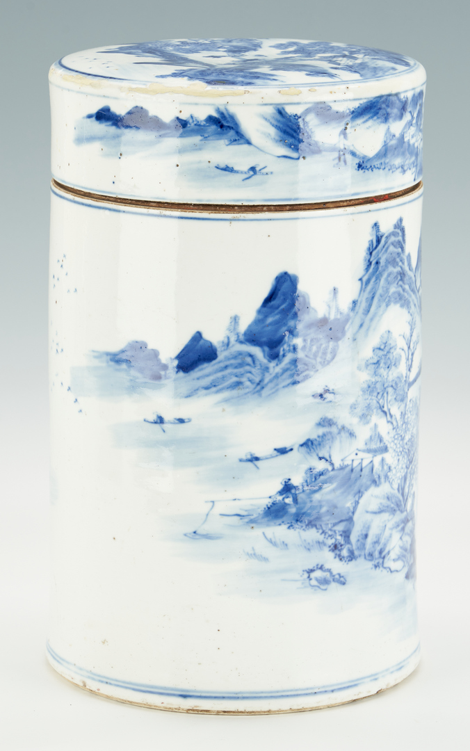Lot 37: Chinese Blue and White Jar plus 2 Poem Vases