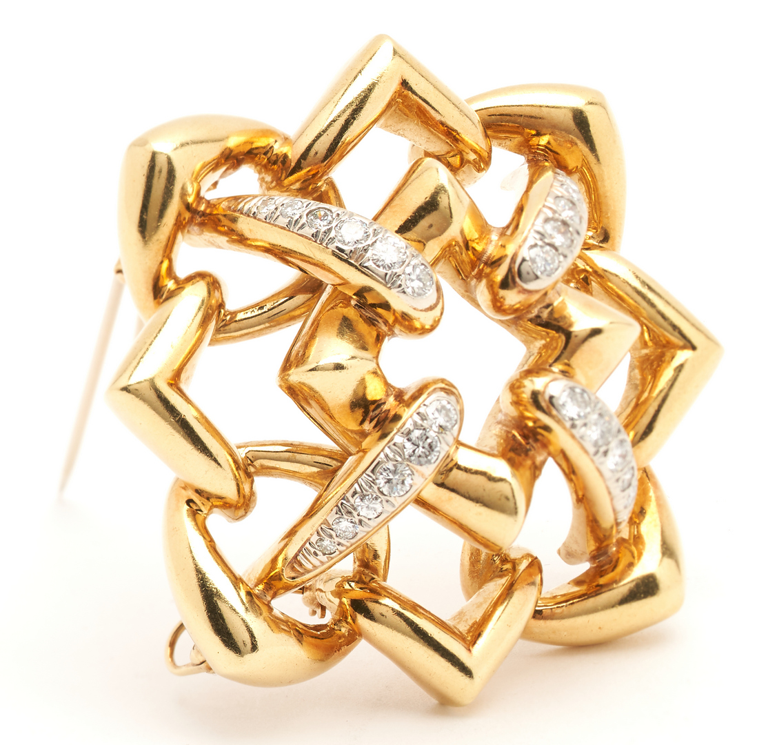 Lot 383: Ladies Diamond & 18K Gold Brooch/Pendant