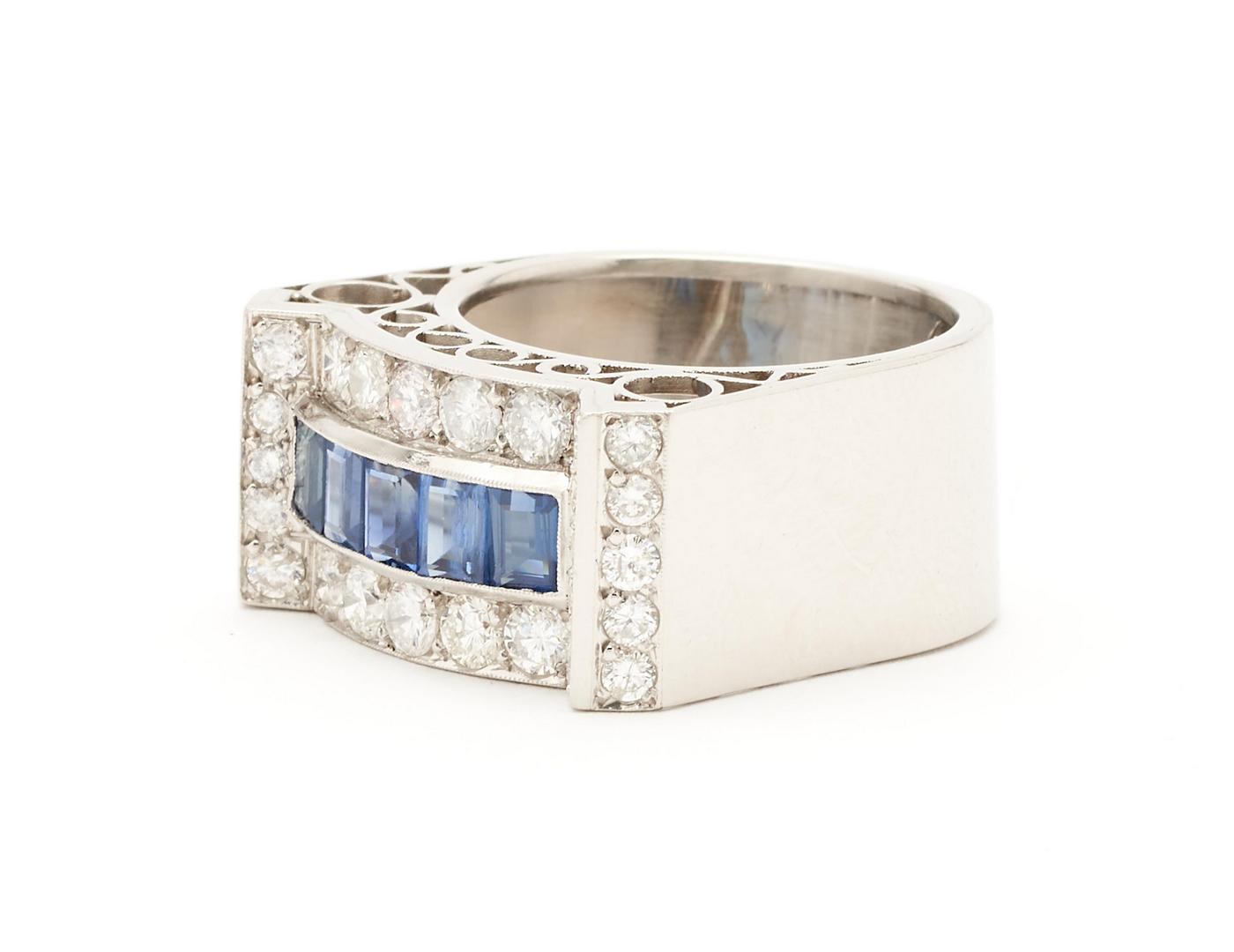 Lot 389: Platinum Sapphire & Diamond Ring