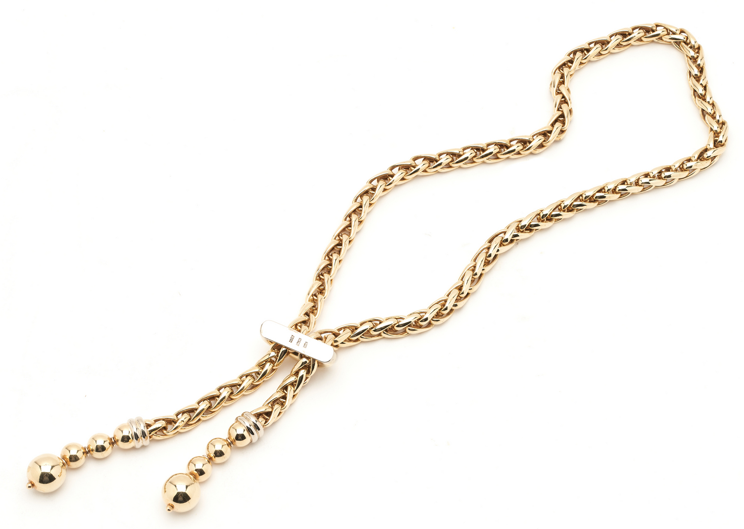 Lot 392: Large 14K Lariat Necklace, Italy