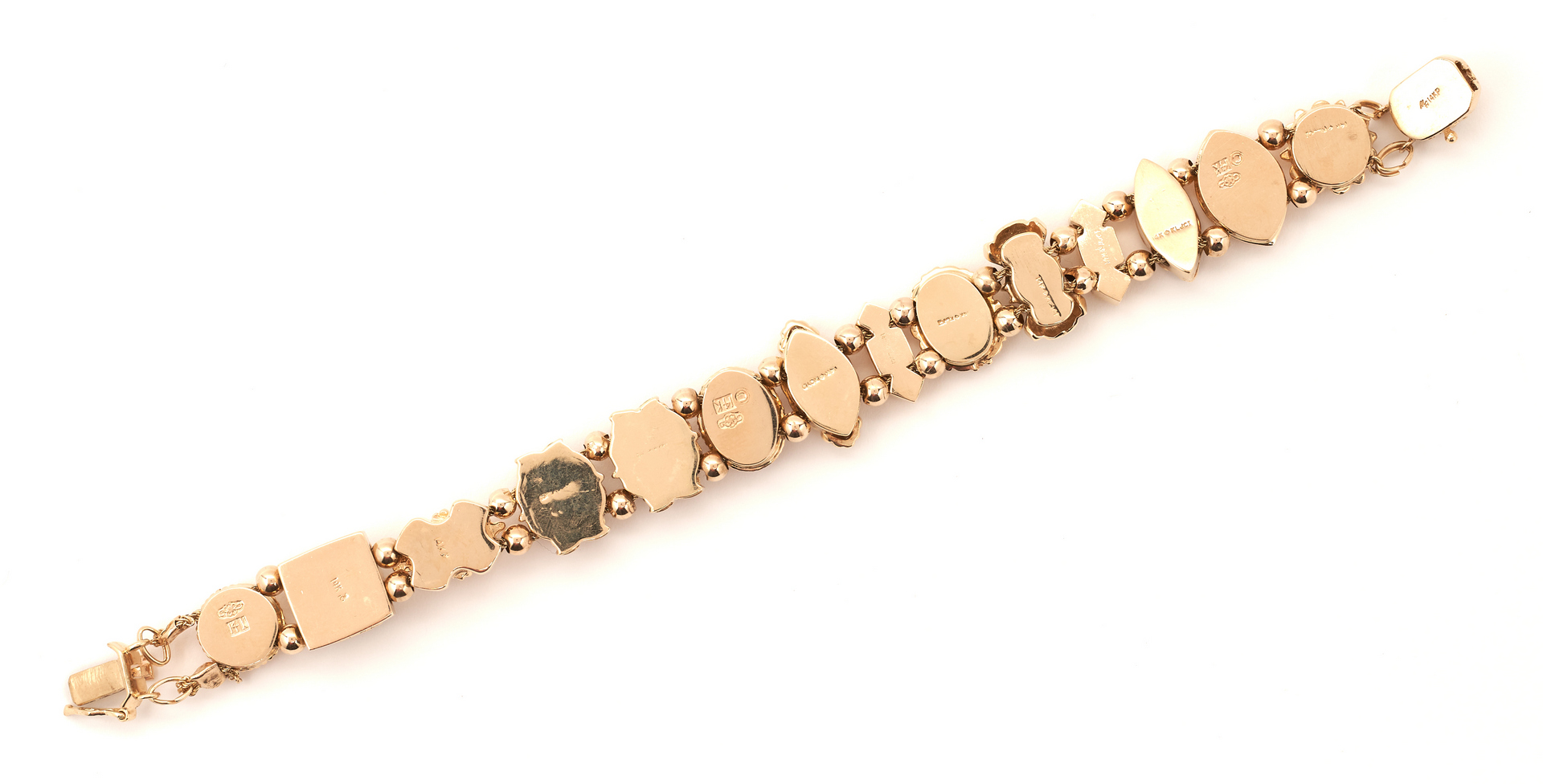 Lot 395: Ladies 14K Multi Stone Line Bracelet
