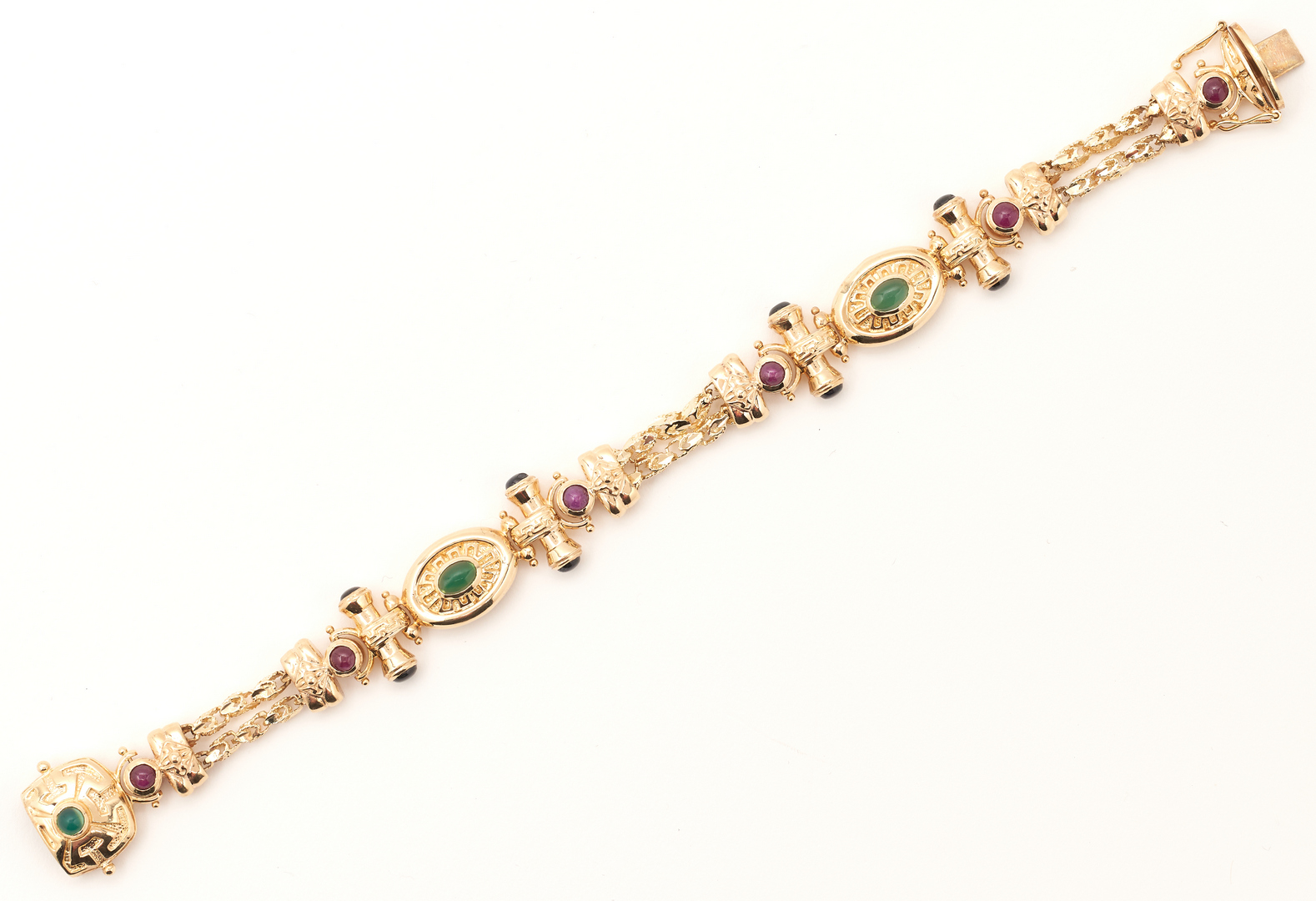 Lot 396: Emerald, Ruby, & Sapphire Bracelet