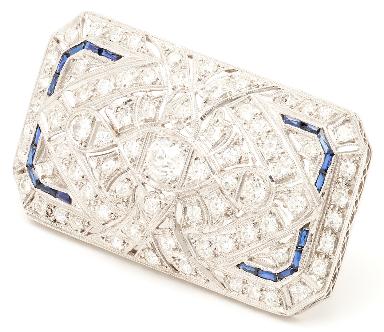 Lot 406: Platinum Art Deco Diamond Brooch