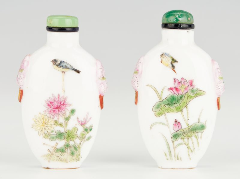 Lot 41: Pair of Chinese Famille Rose Porcelain Snuff Bottles