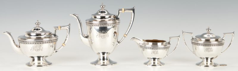 Lot 433: 4 Pcs. Durgin Sterling Silver Tea & Coffee Set