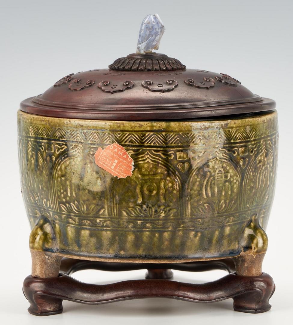 Lot 43: Chinese Song/Yuan Style Green Glazed Pottery Censer