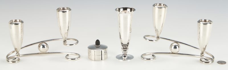 Lot 442: 4 Sterling Silver Table Items, incl. Georg Jensen, Kalo