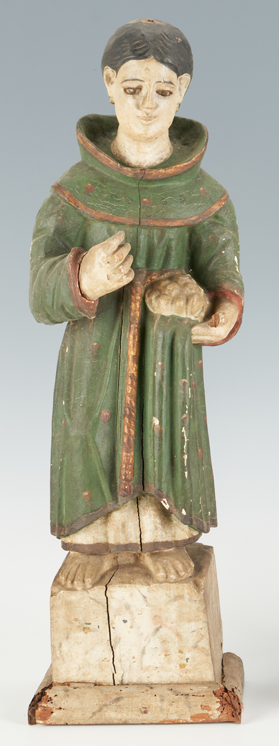 Lot 455: 2 Large Polychrome Carved Santo Figures
