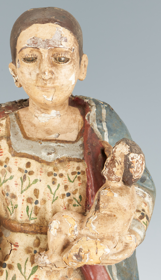 Lot 455: 2 Large Polychrome Carved Santo Figures
