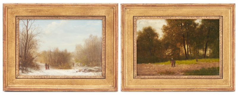 Lot 459: 2 M. Donat O/B Landscape Paintings, Winter & Summer