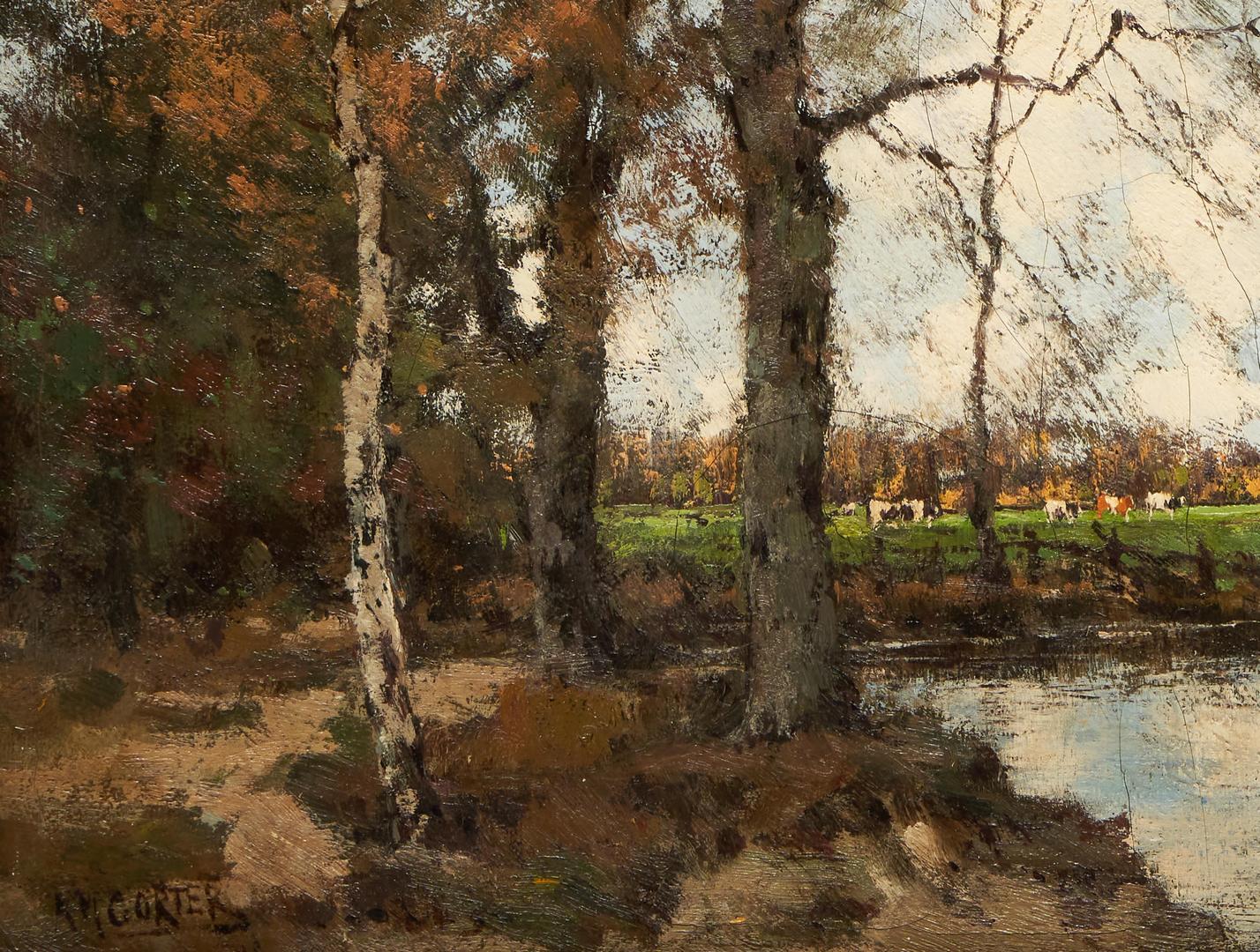 Lot 460: Arnold Marc Gorter O/C Autumn Landscape with Boat
