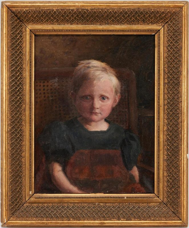 Lot 466: Oil on Canvas Portrait of Blonde Child, possibly Paul Fischer
