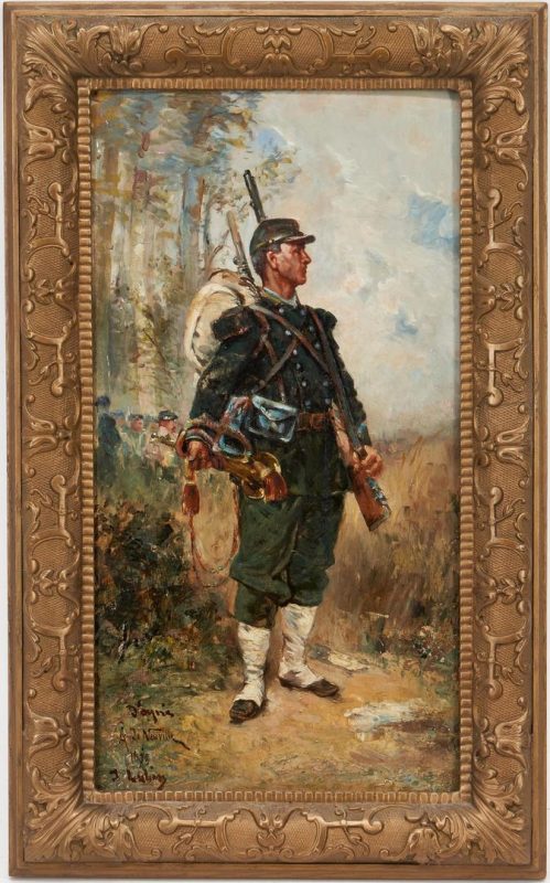 Lot 469: After Alphonse de Neuville O/B Painting, French Soldier