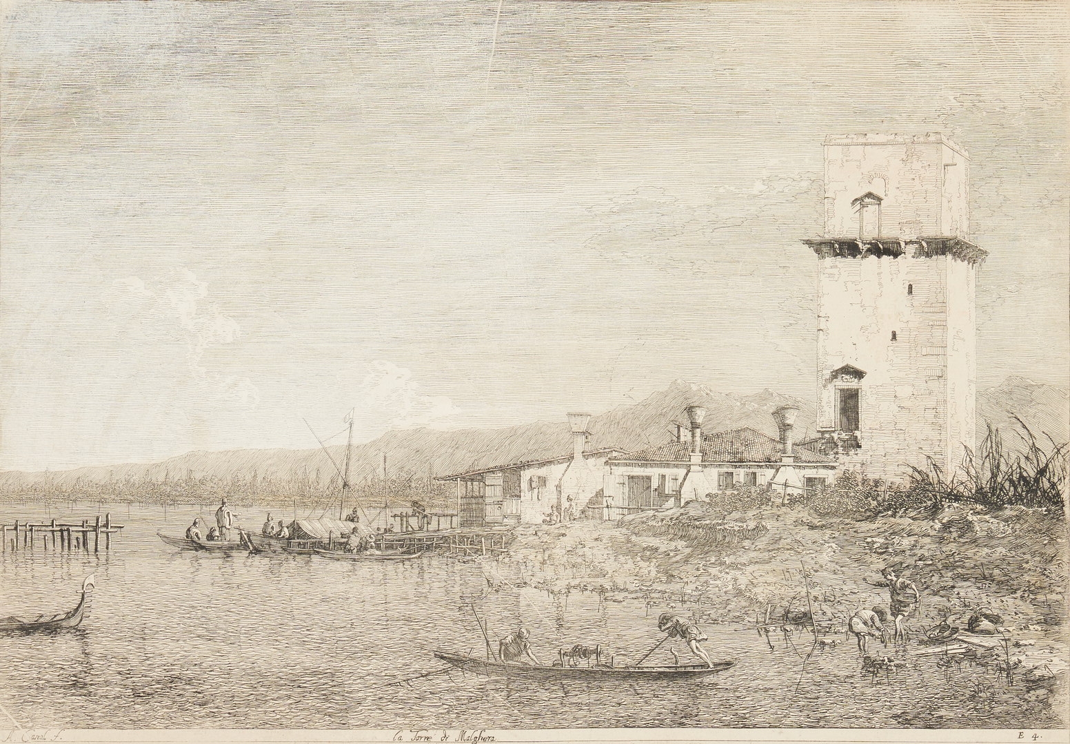 Lot 470: Il Canaletto 18th c. Etching, La Torre de Malghera