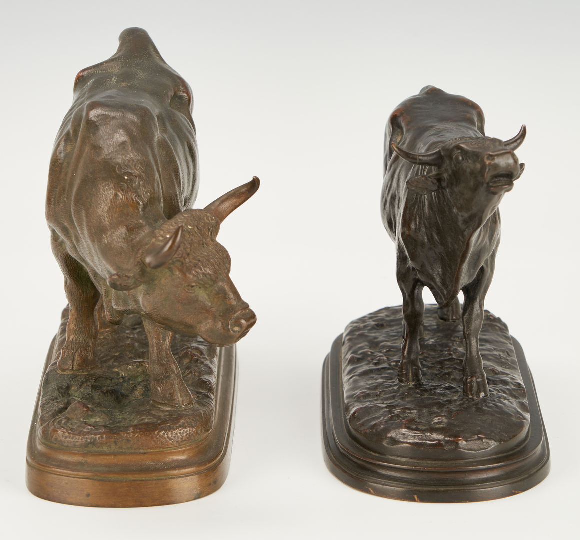 Lot 476: After Rosa Bonheur, 2 Bronze Bull Sculptures