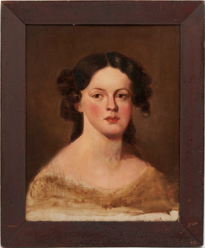 Lot 487: 19th c. Portrait of a Young Woman