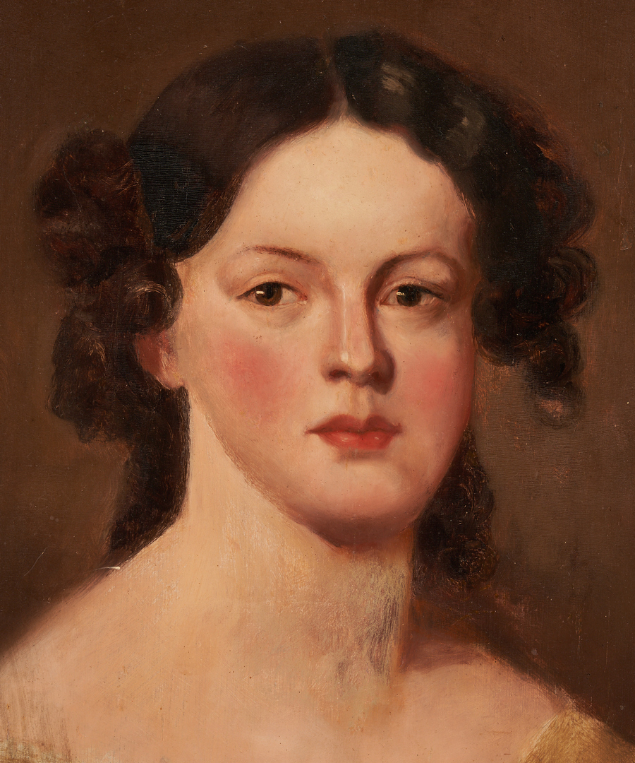 Lot 487: 19th c. Portrait of a Young Woman