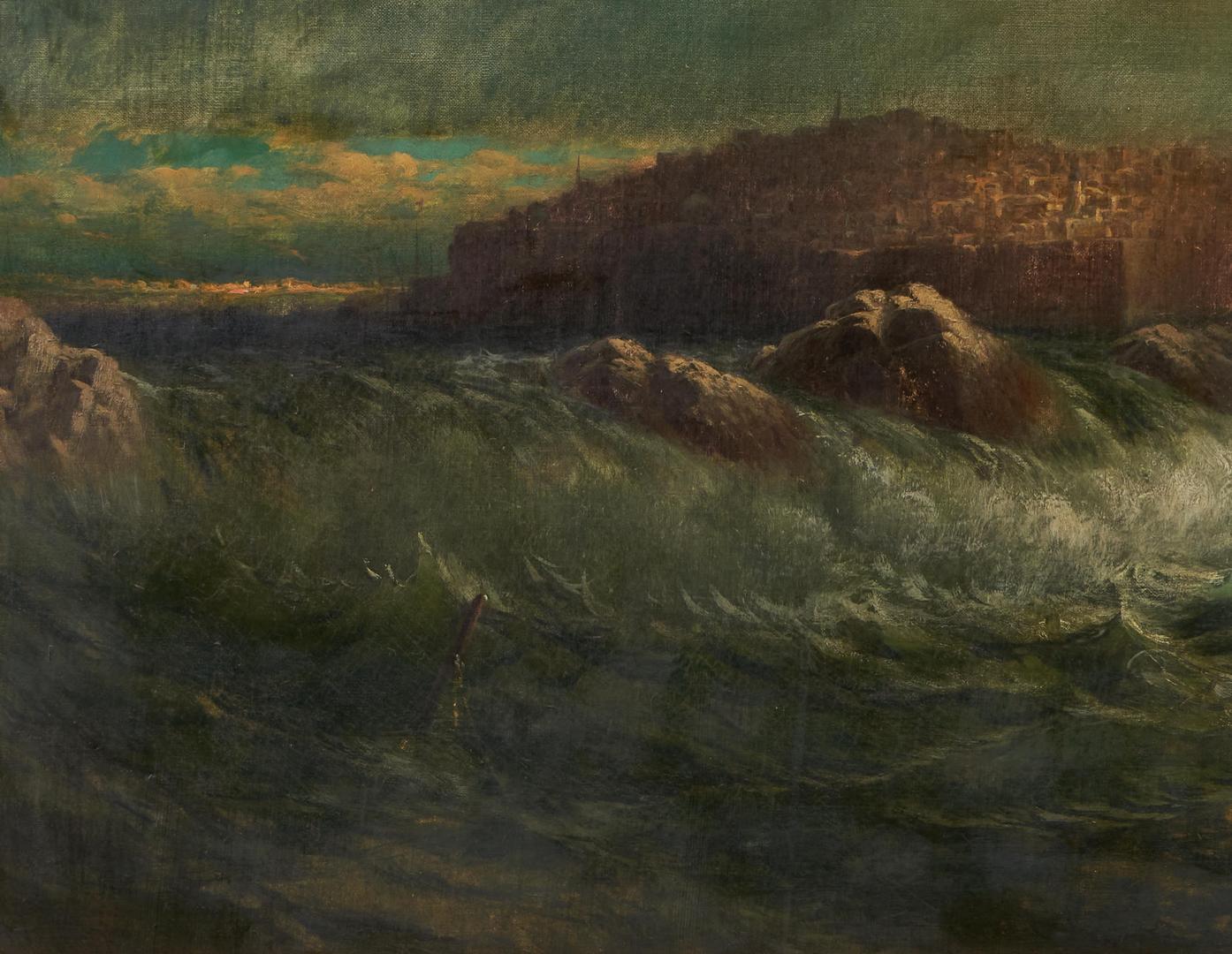 Lot 488: James Fairman O/C Marine painting, Pilgrimage on Rough Seas