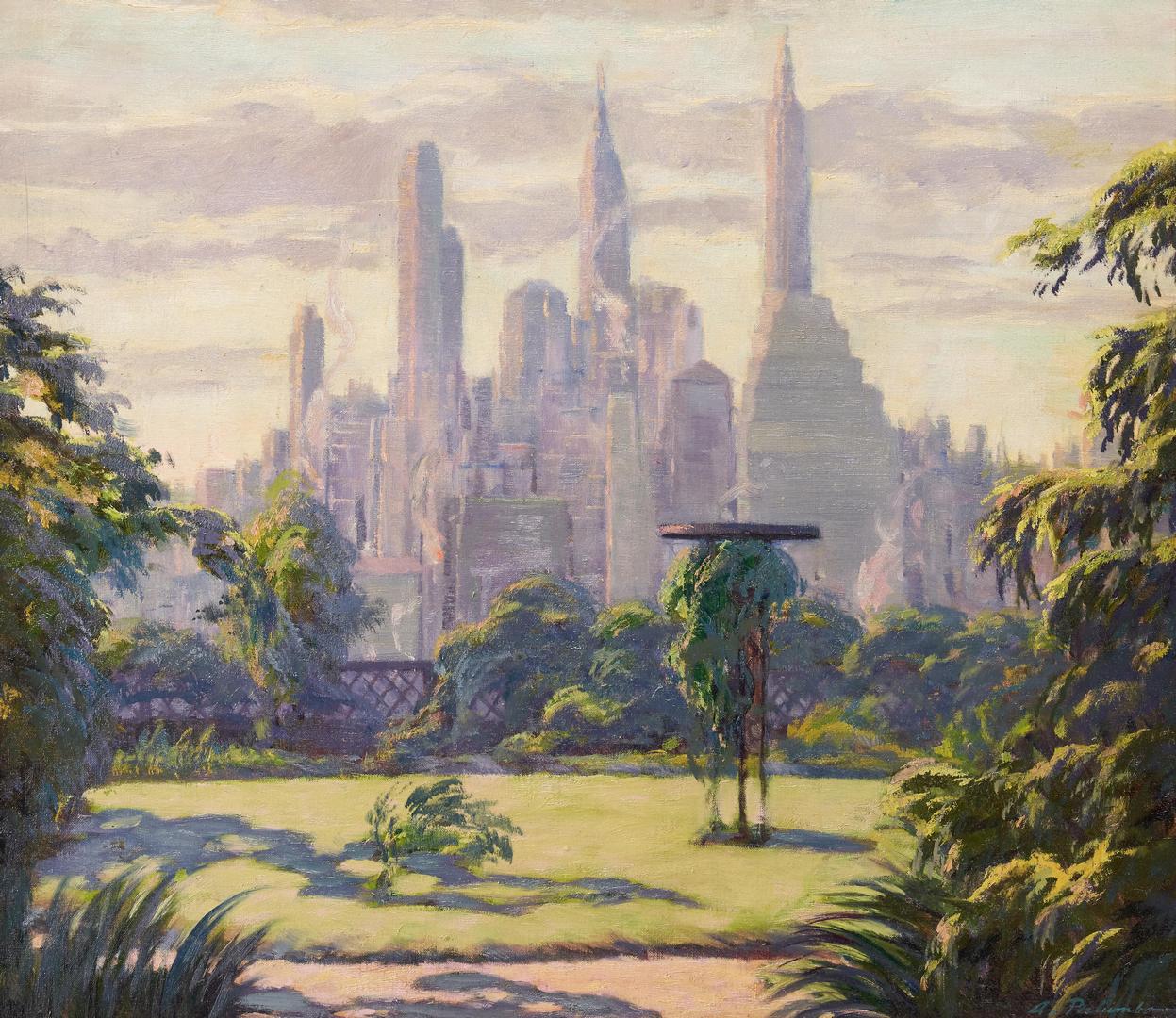 Lot 491: Alphonse Palumbo O/C, New York City Skyline