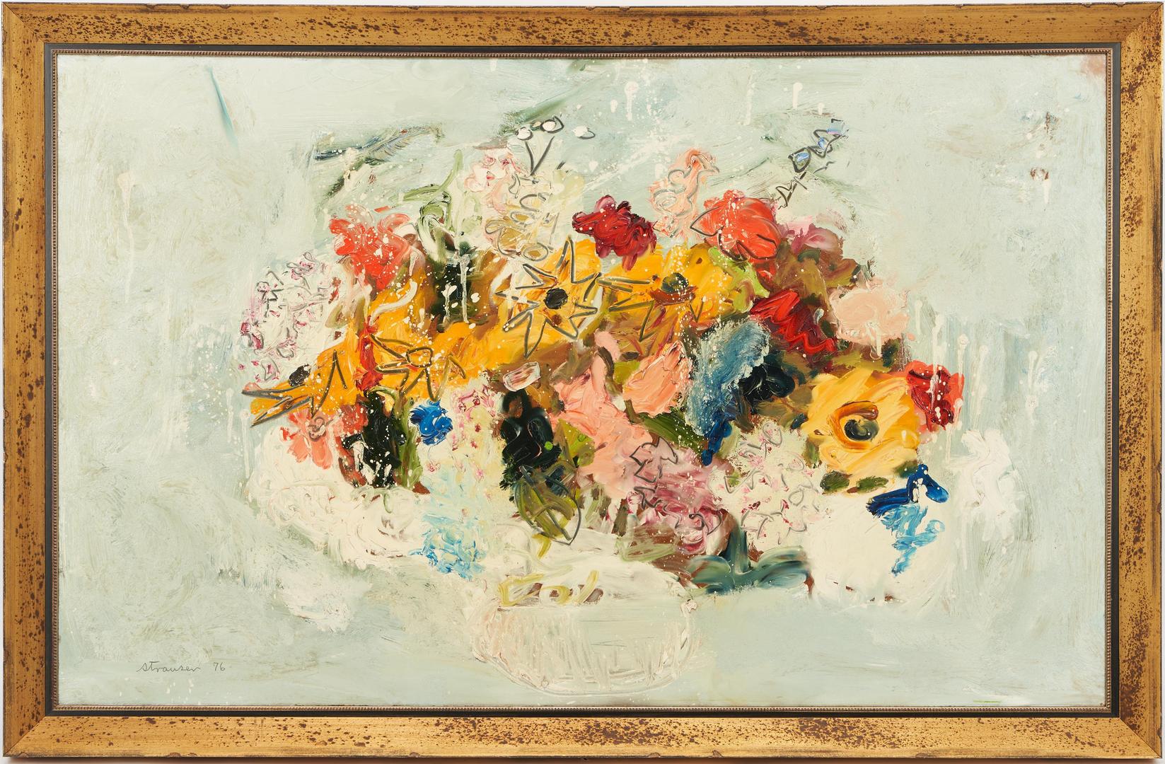 Lot 492: Large Sterling Strauser Floral Painting