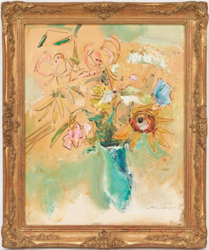 Lot 493: Sterling Strauser O/B Still Life with Flowers