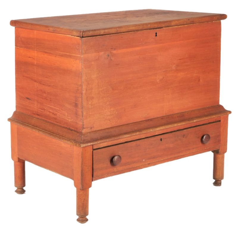 Lot 512: Southern Sheraton Sugar Chest w/ Red Wash