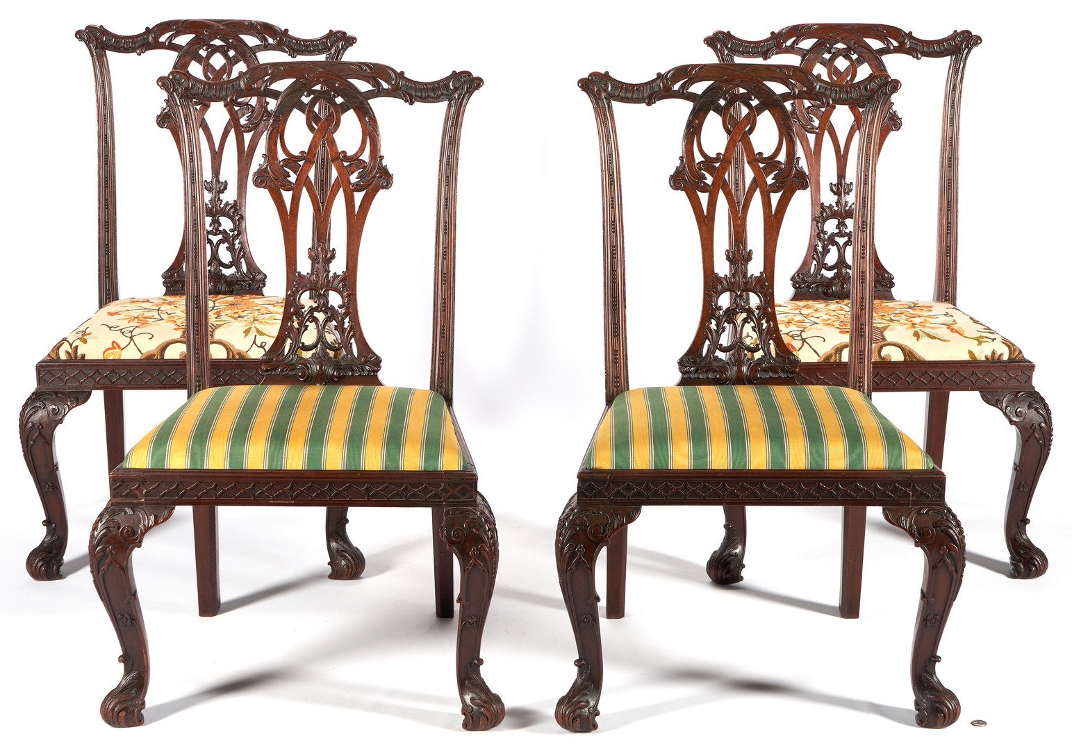 Lot 522: 4 English Chippendale Period Side Chairs