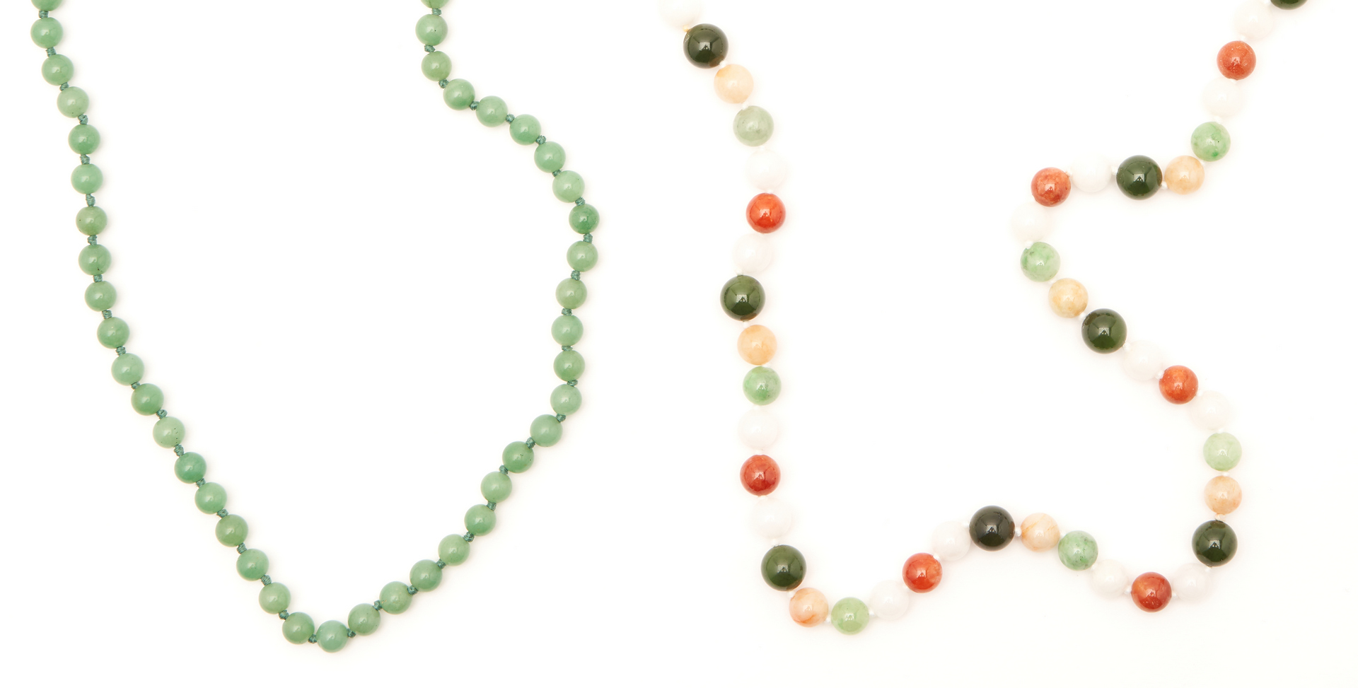 Lot 52: 9 Jade Jewelry Items, incl. Necklaces, Pendants & Earrings