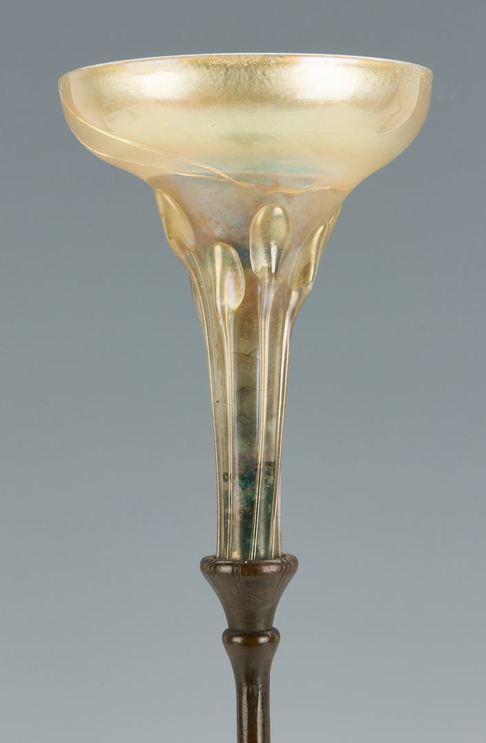 Lot 543: Tiffany Bronze & Glass Candlestick, Wild Carrot
