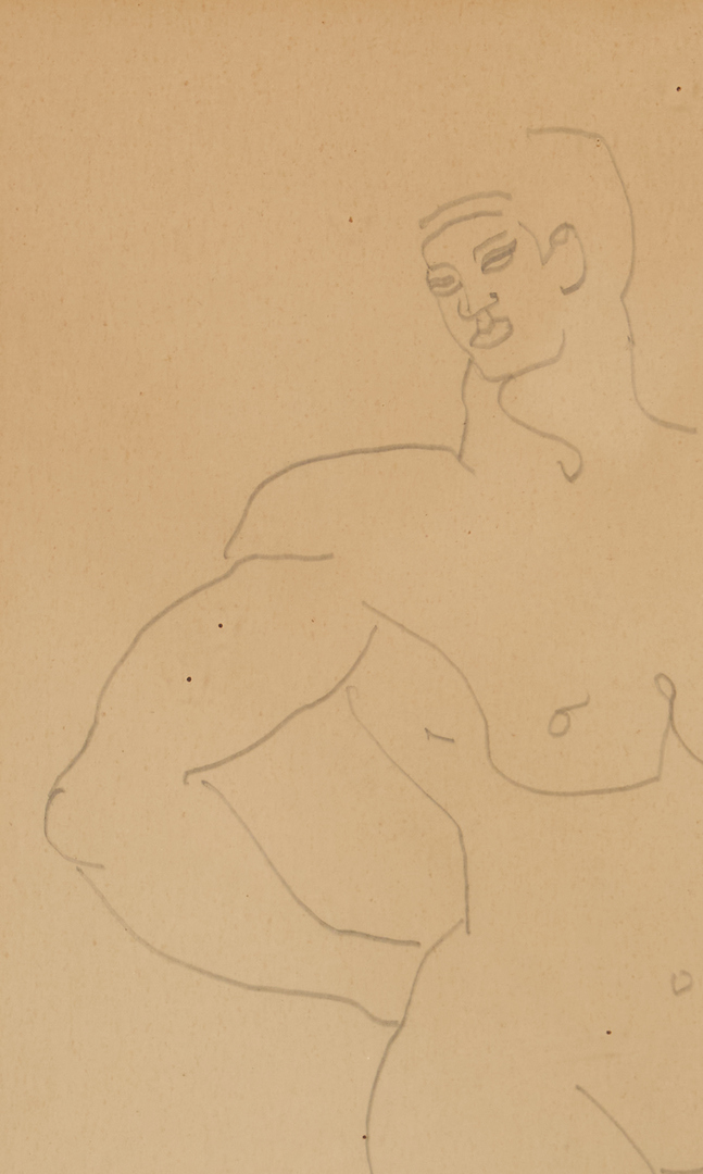 Lot 558: Gaston Lachaise Male Nude Drawing, Exhibited
