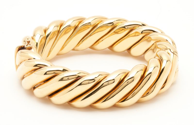 Arthur Court Signed Beaded Textured Bangle Bracelet Aluminium 8in Jewelry 