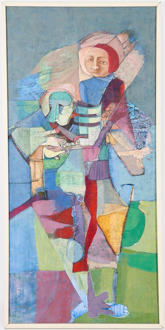 Lot 571: Luis Padilla O/C Cubist Triptych, 3 items