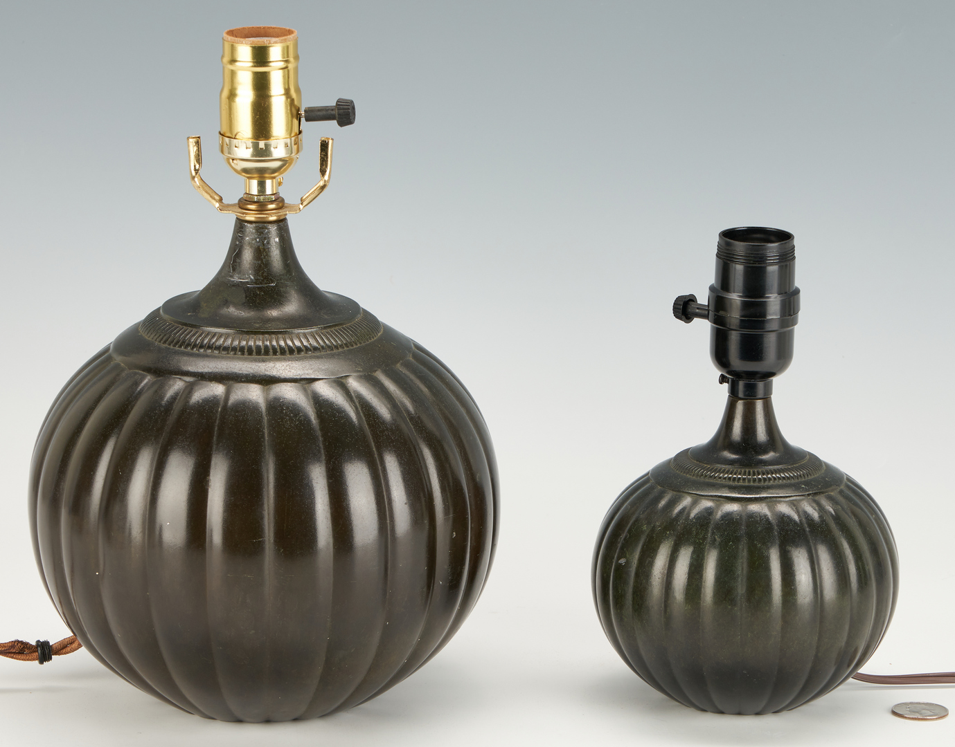 Lot 582: 2 Danish Contemporary Bronze Lamps by Just Anderson