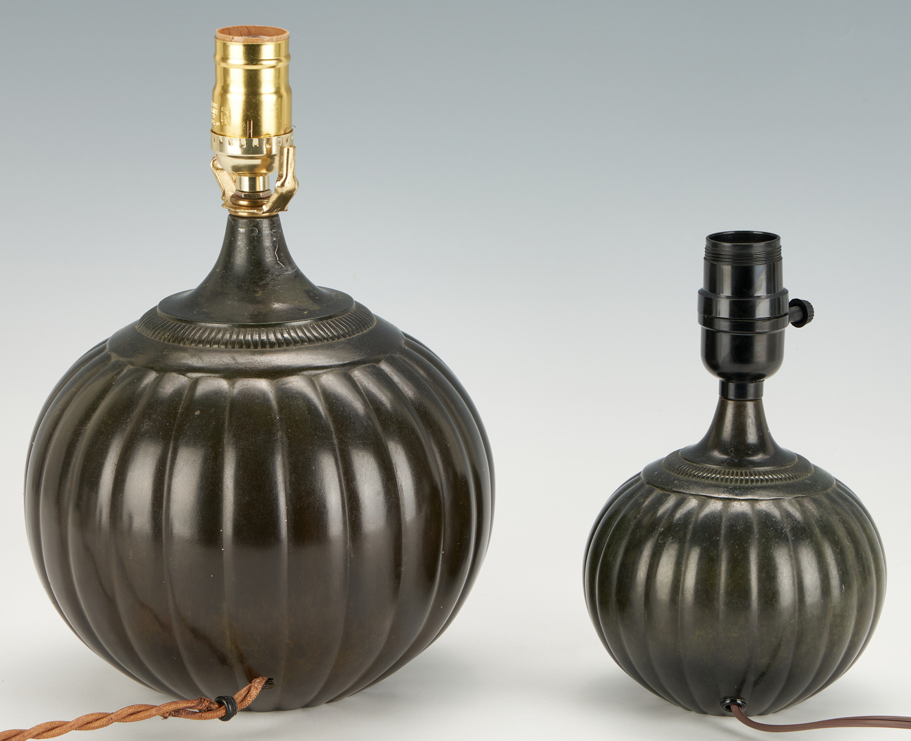 Lot 582: 2 Danish Contemporary Bronze Lamps by Just Anderson