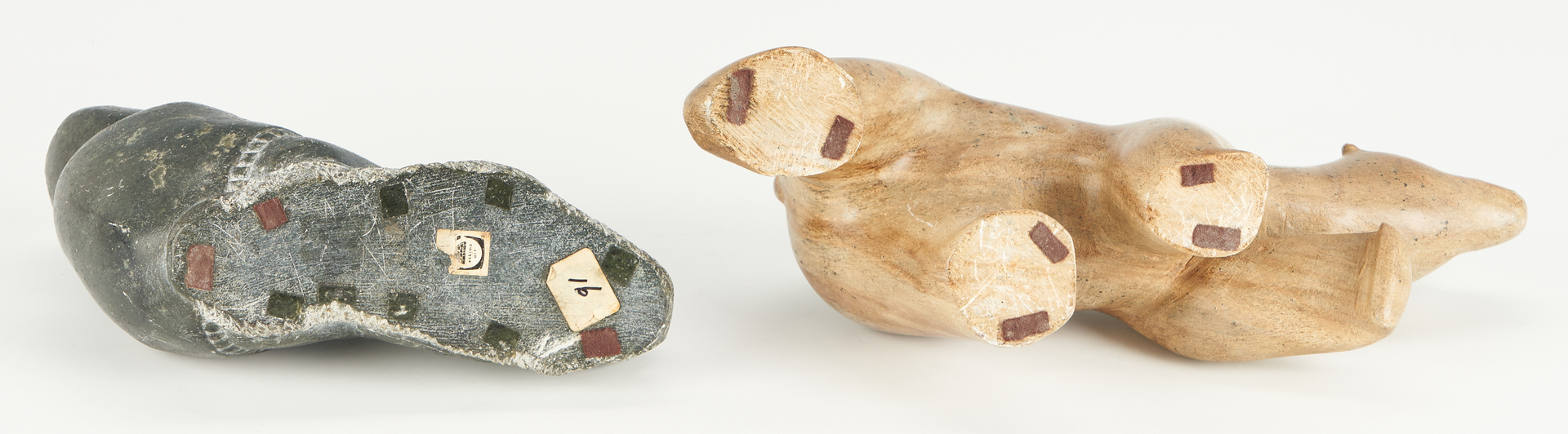 Lot 594: Five (5) Inuit Carved Stone Items, incl. Anamorphic Figure