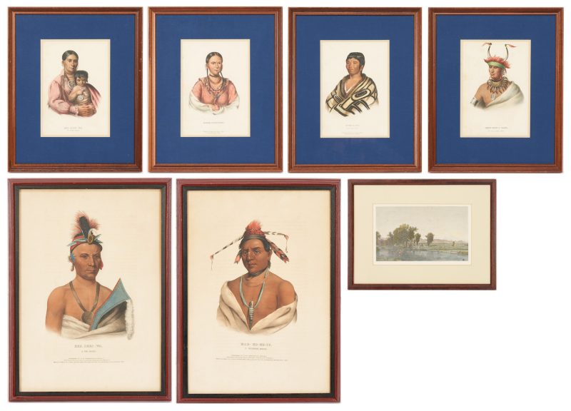 Lot 595: Seven (7) Framed Indian Prints incl. McKenney & Hall