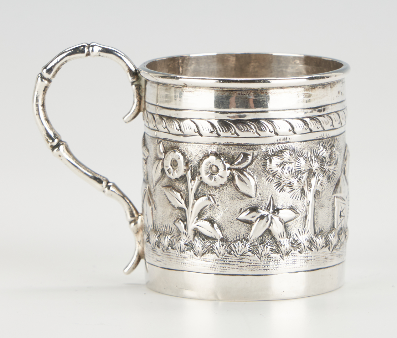 Lot 5: Indian Colonial Silver Mug, Jigger and Bowl, 3 Items