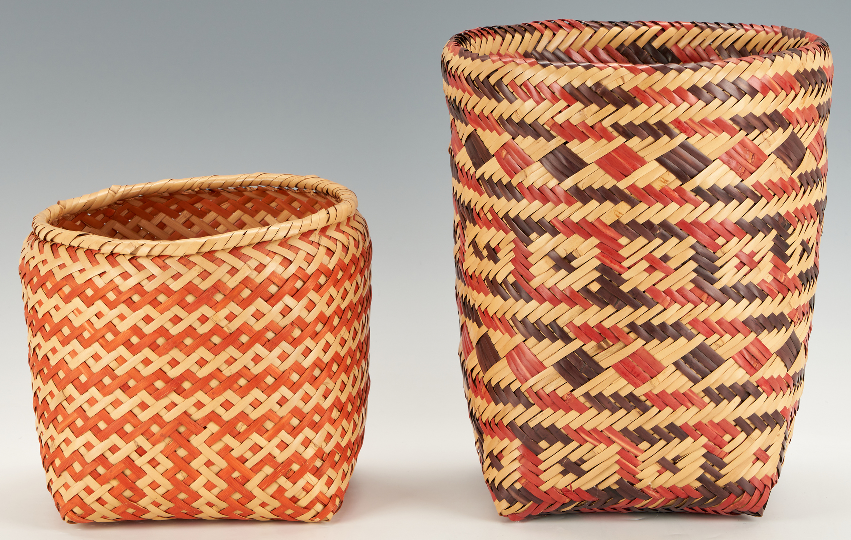 Lot 603: Two (2) Native American Choctaw Rivercane Baskets, incl.  Double Weave