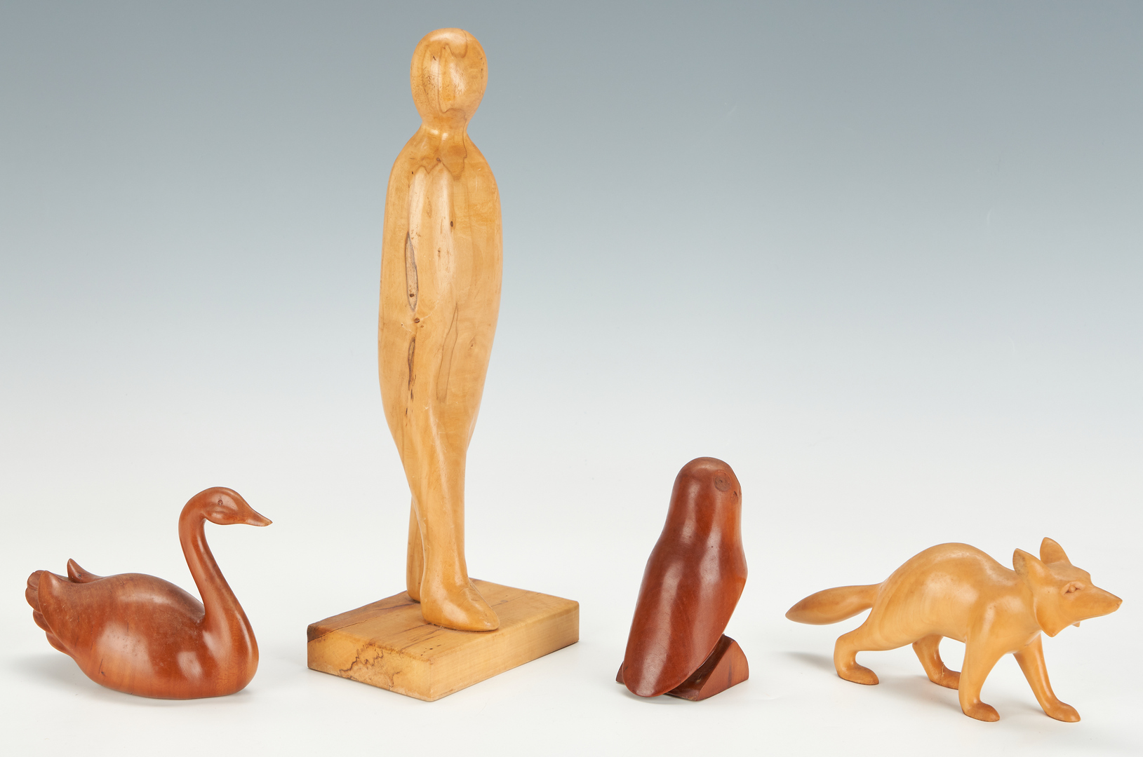 Lot 610: 4 Cherokee Carved Figures: V. Ledford, M. Chiltoskey, & J.A. Bradley