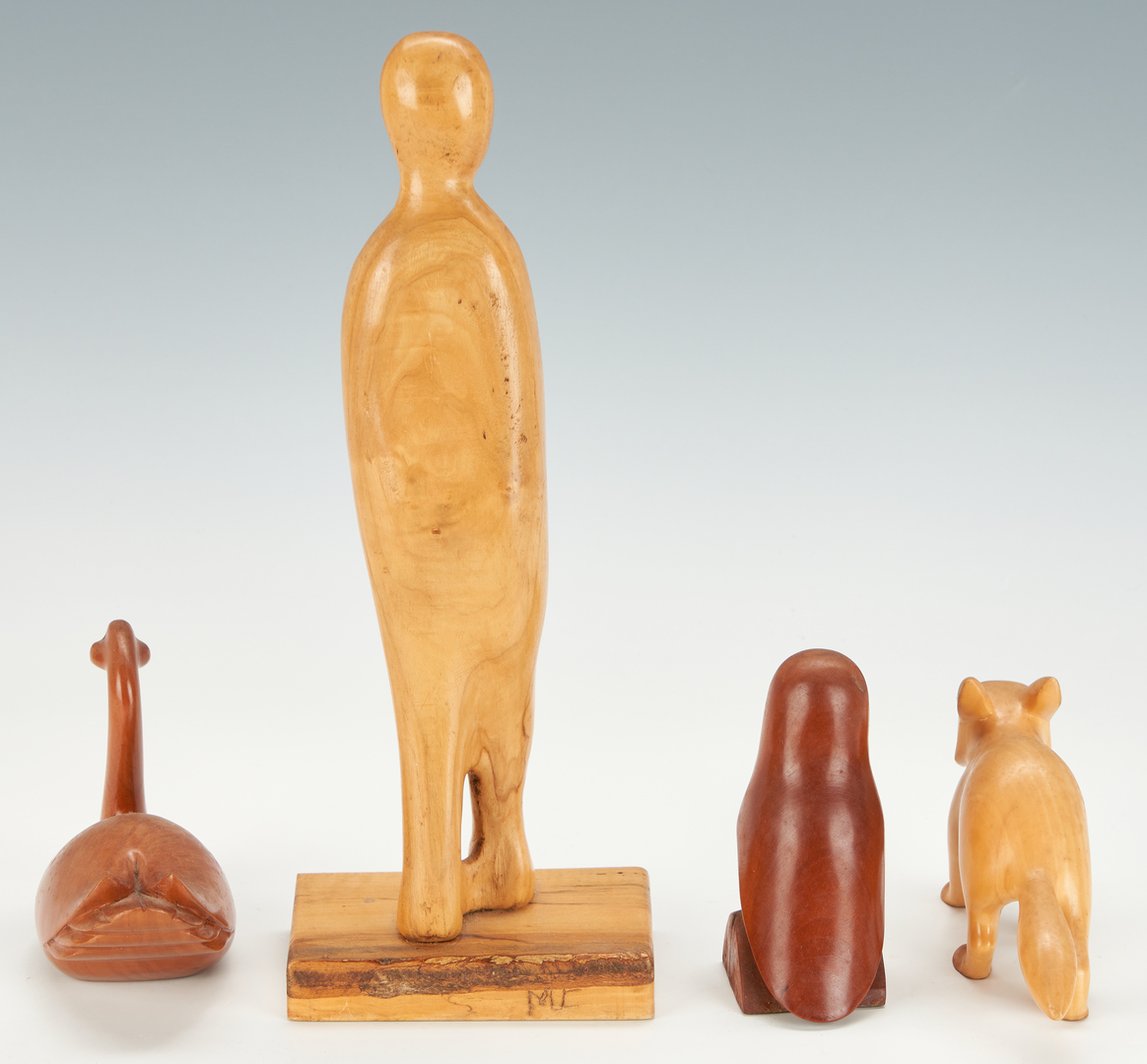 Lot 610: 4 Cherokee Carved Figures: V. Ledford, M. Chiltoskey, & J.A. Bradley