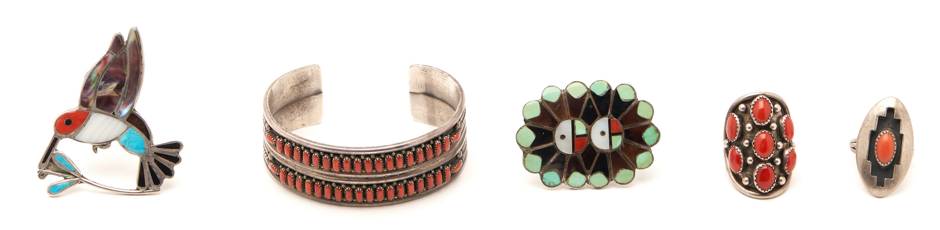 Lot 618: 12 Pcs. Native American Jewelry Items, incl. Zuni