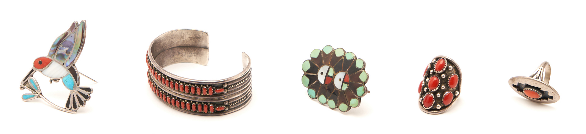 Lot 618: 12 Pcs. Native American Jewelry Items, incl. Zuni
